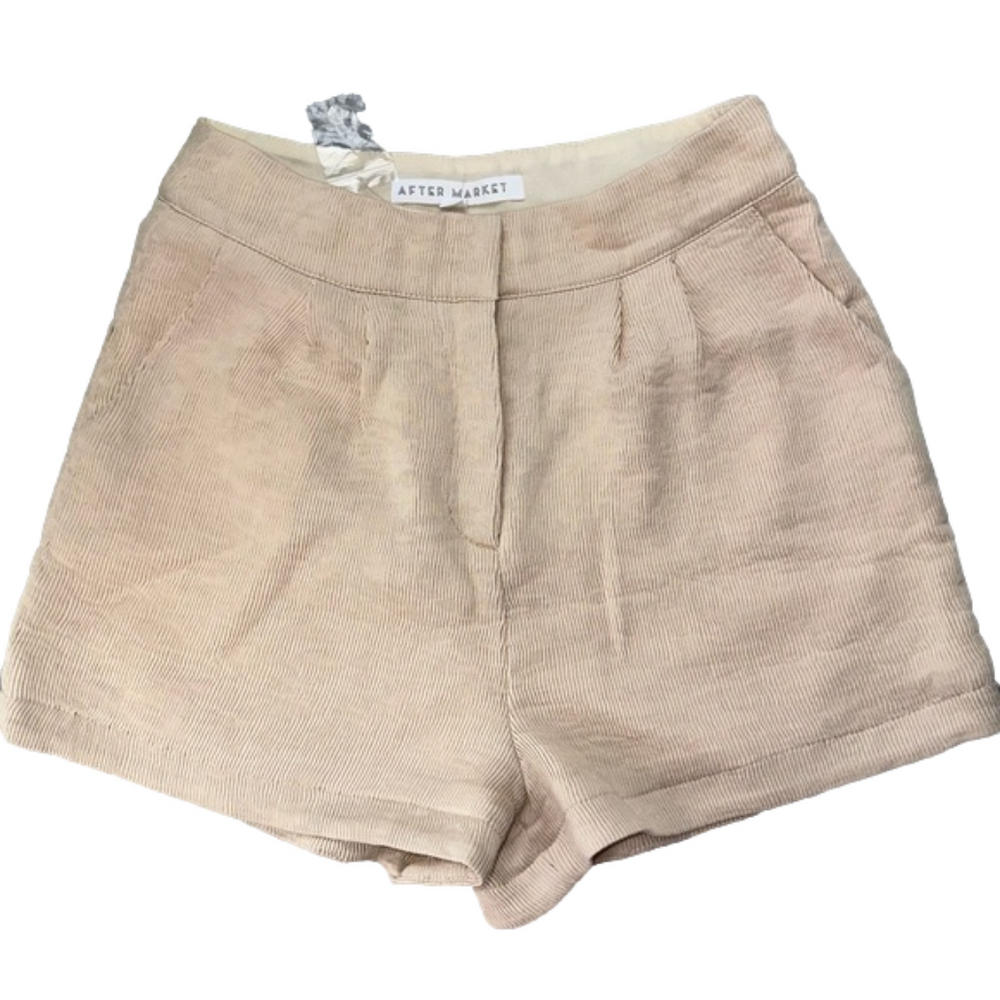 AFTER MARKET Women's size small cream lined ribbed high waisted trouser shorts
